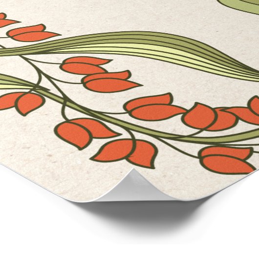 ヴィンテージエレガントアールヌーボーフローラフレームへようこそ ポスター (角)