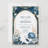 ヴィンテージエレガントアールヌーボーブループオーニーミュシャ 招待状 (正面)