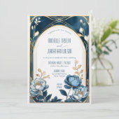 ヴィンテージエレガントアールヌーボーブループオーニーミュシャ 招待状 (スタンド正面)