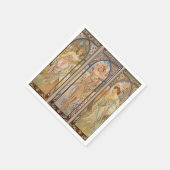 ヴィンテージエレガントアールヌーボーミュシャタイムズ・オブ・ザ・デイ スタンダードカクテルナプキン (角)