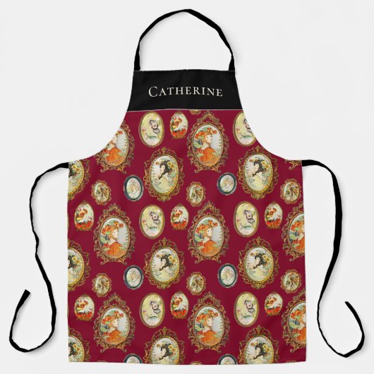 ヴィンテージエレガントアールヌーボー女子のフレーム華美数 エプロン (正面)