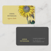 ヴィンテージエレガントイエローサンフラワーベージュグレー 名刺 (正面/裏面)