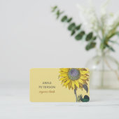 ヴィンテージエレガントイエローサンフラワーベージュグレー 名刺 (スタンド正面)