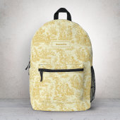 ヴィンテージエレガントイエロートイレデジュイ プリントバックパック