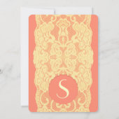 ヴィンテージエレガントイエローレー縁どス&コーラルピンク 招待状 (裏面)