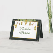 ヴィンテージエレガントイスラム教イスラムRamadan Mubarakフォトカード サンキューカード (裏面)