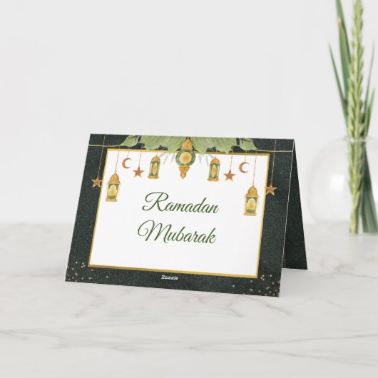 ヴィンテージエレガントイスラム教イスラムRamadan Mubarakフォトカード サンキューカード (裏面)