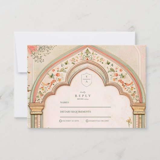 ヴィンテージエレガントイスラム結婚教徒 出欠カード (正面)