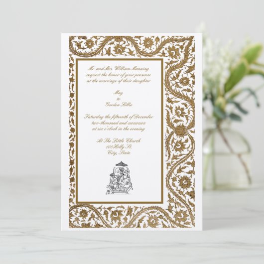 ヴィンテージエレガントインディアンムガル1608結婚s 招待状 (スタンド正面)