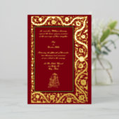 ヴィンテージエレガントインディアンムガル1608結婚s 箔招待状 (立ち正面)