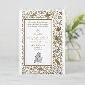 ヴィンテージエレガントインディアン縁どバリ1608結婚s 招待状 (スタンド正面)