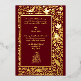 ヴィンテージエレガントインディアン縁どバリ1608結婚s 箔招待状