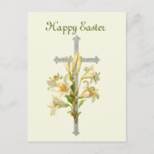 ヴィンテージエレガントイースター十字の花 シーズンポストカード (正面)