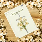 ヴィンテージエレガントイースター十字の花 シーズンポストカード