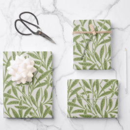 ヴィンテージエレガントウィリアムモリスグリーンウィロー葉 ラッピングペーパーシート