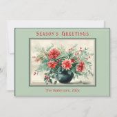ヴィンテージエレガントウィンターフローラホリデーカード シーズンカード (正面)