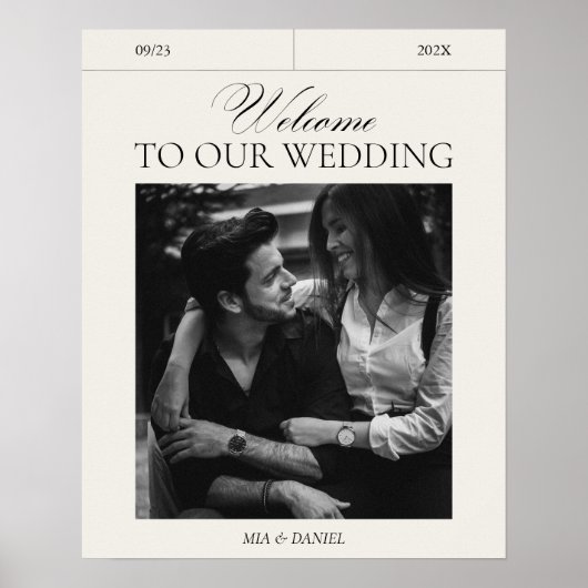 ヴィンテージエレガントウェディングウェルカムサインフォトポスター ポスター (正面)