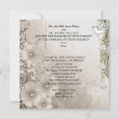 ヴィンテージエレガントウェディングセピアホワイト鳩 招待状 (裏面)