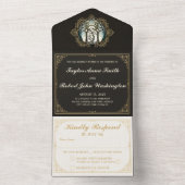 ヴィンテージエレガントウェディング招待状アールヌーボー オールインワン招待状 (内側)