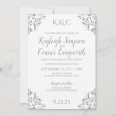 ヴィンテージエレガントウェディング招待状 |グレー 招待状 (正面)