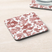 ヴィンテージエレガントウッドランドキツネラビットレッドトワール コースター (左側)