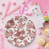 ヴィンテージエレガントウッドランドキツネラビットレッドトワール ペーパープレート (パーティー)