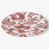 ヴィンテージエレガントウッドランドキツネラビットレッドトワール ペーパープレート (アングル)