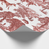 ヴィンテージエレガントウッドランドキツネラビットレッドトワール ラッピングペーパー (角)