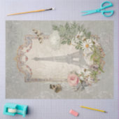 ヴィンテージエレガントエッフェルタワーパリフラワーガーデン 薄葉紙 (クラフト)