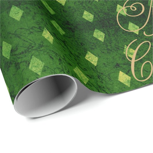 ヴィンテージエレガントエメラルドゴールドフォイルダマスクリスマス ラッピングペーパー (ロールコーナー)