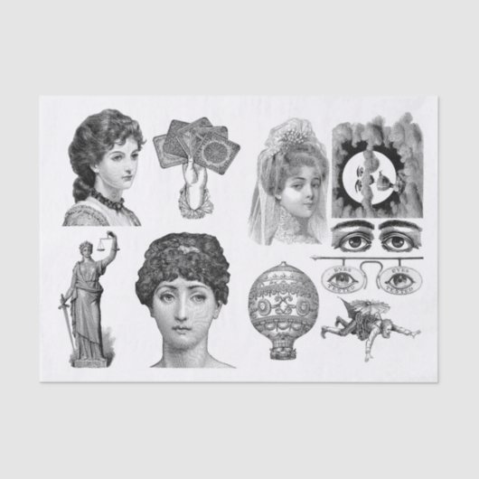 ヴィンテージエレガントエレガンスデカップコラージュ組織 薄葉紙 (正面)