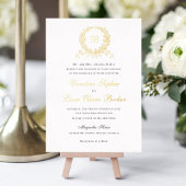 ヴィンテージエレガントオリーブオークリースモノグラム結婚ズ 箔招待状