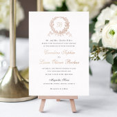 ヴィンテージエレガントオリーブオークリースモノグラム結婚ズ 箔招待状