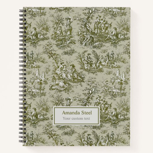 ヴィンテージエレガントオリーブグリーントイレデジュイ ノートブック (正面)