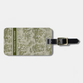 ヴィンテージエレガントオリーブグリーントイレデジュイ ラゲッジタグ (正面横)