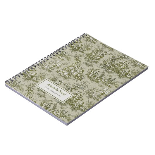 ヴィンテージエレガントオリーブグリーントイレデジュウスモール ノートブック (左側)