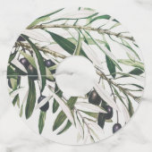 ヴィンテージエレガントオリーブブランチワイングラスラベル ワイングラスタグ (正面)