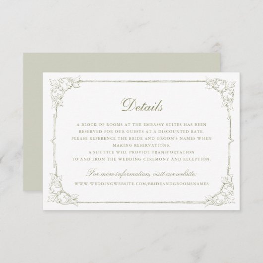 ヴィンテージエレガントオーナメントフレ結婚ームの詳細 招待状 (正面/裏面)