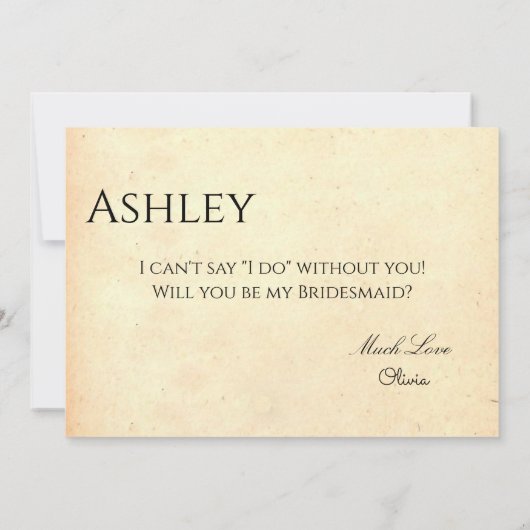 ヴィンテージエレガントオールドロマンチックレトロブライドメイド 招待状 (裏面)