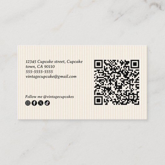 ヴィンテージエレガントカップケーキ 名刺 (裏面)