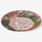 ヴィンテージエレガントカメリアフローラコラージュ ペーパープレート (アングル)
