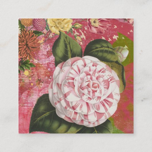 ヴィンテージエレガントカメリアフローラシックスクエア スクエア名刺 (裏面)