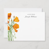 ヴィンテージエレガントカリフォルニアのポピーフローラ（名前あり） ノートカード (正面)