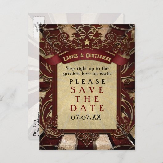 ヴィンテージエレガントカーニバルはがき日付の保存 案内ポストカード (正面/裏面)