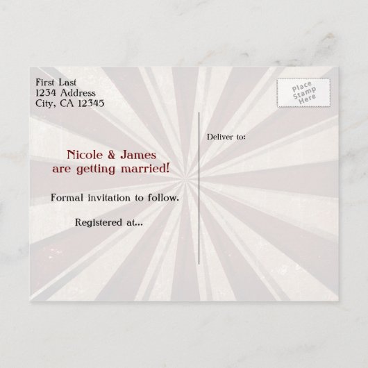 ヴィンテージエレガントカーニバルはがき日付の保存 案内ポストカード (裏面)