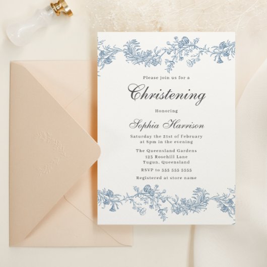 ヴィンテージエレガントガールまたは少年《キリスト教》洗礼式や命名式バプテスマ 招待状