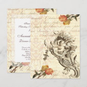 ヴィンテージエレガントキュピッド&ダマスバロックデザイン 招待状 (正面/裏面)