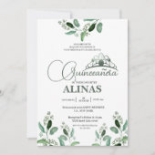 ヴィンテージエレガントキンセアニラセージグリーンクラウン 招待状 (正面)