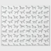 ヴィンテージエレガントギャロピンウマズグレーホワイトトワール ラッピングペーパー (フラット)