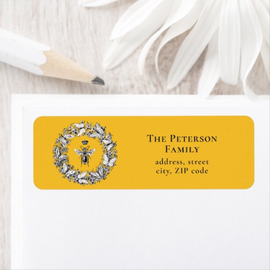 ヴィンテージエレガントクイーンビーバタフライリースイエロー ラベル (インサイチュ)